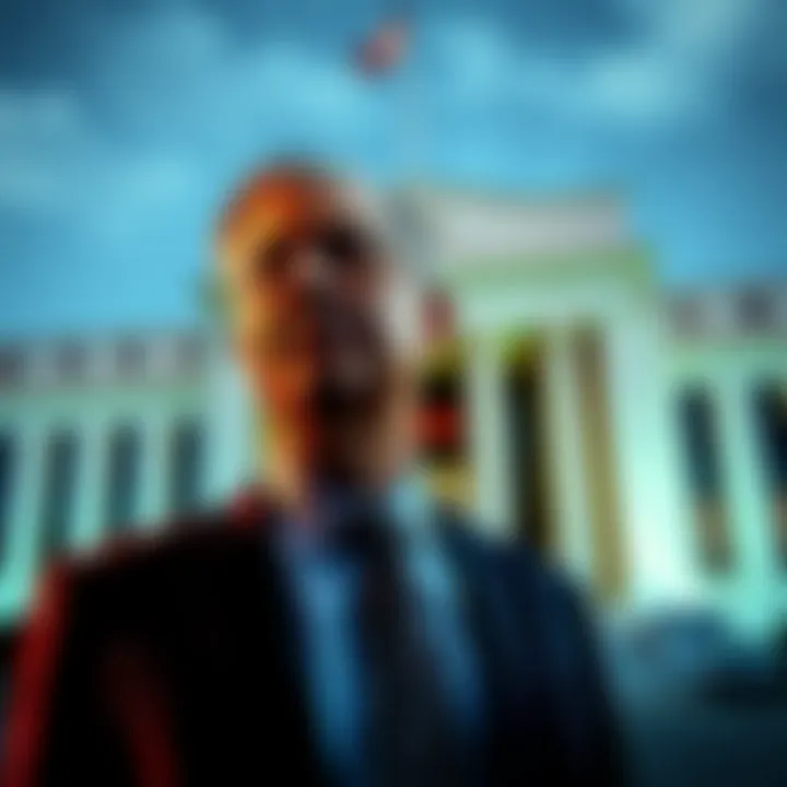 Jerome Powell standing in front of the Federal Reserve building, signaling leadership change ahead