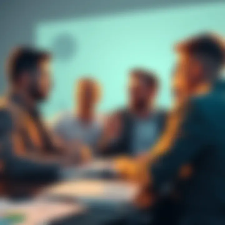 A group of people analyzing the $JOE token with charts and graphs, showing mixed emotions about its future.