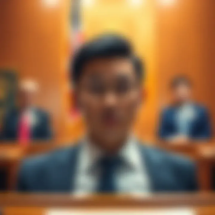 Justin Sun in a courtroom, representing his lawsuit against World Liberty Financial owned by the Trump family