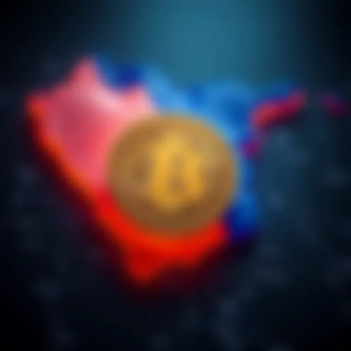 An illustration showing a digital currency symbol with a map of Israel in the background, highlighting geopolitical concerns,