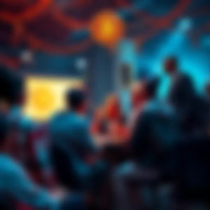 A group of Kendu Chads and Chadettes discussing products and initiatives, showcasing unity in the crypto community