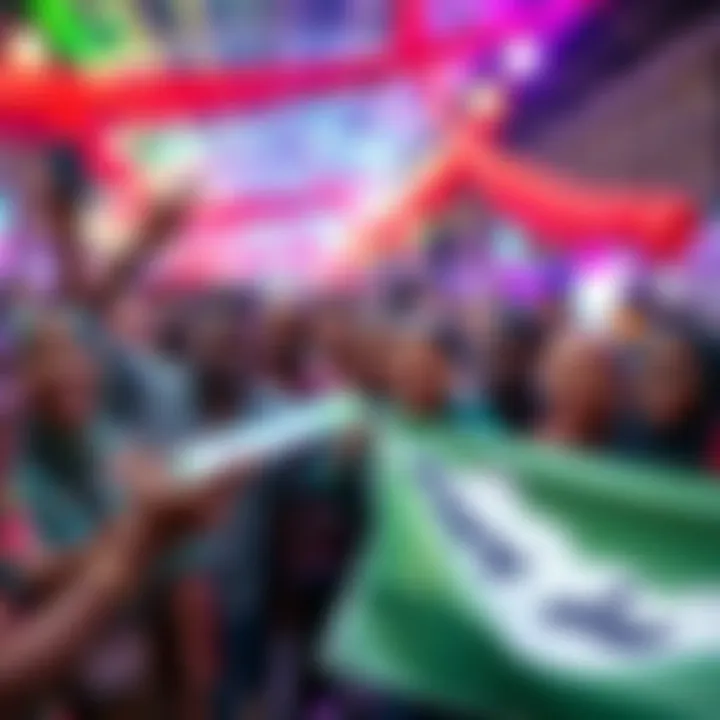 Kendu community members celebrating their recent market surge with banners and smiles at a local event