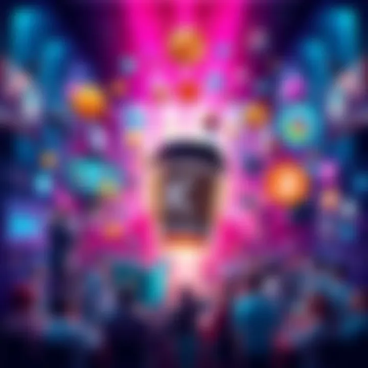 A vibrant collage representing Kendu's growth in the crypto space, featuring coffee cups, gaming elements, and community gatherings.