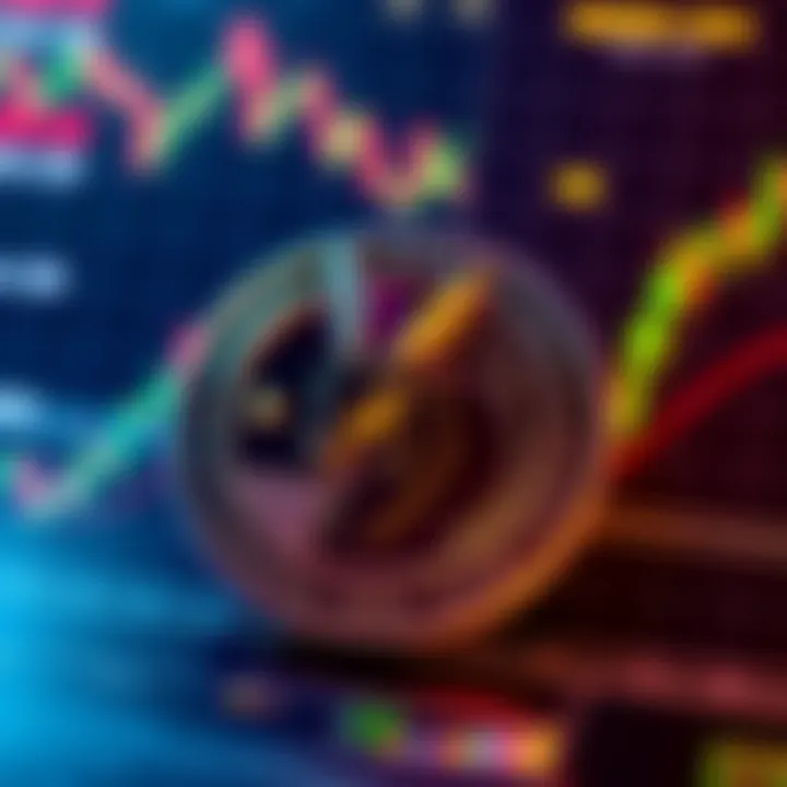 Kendu Inu token symbol A digital representation of the Kendu Inu token with vibrant colors and a sleek design, set against a backdrop of cryptocurrency market charts