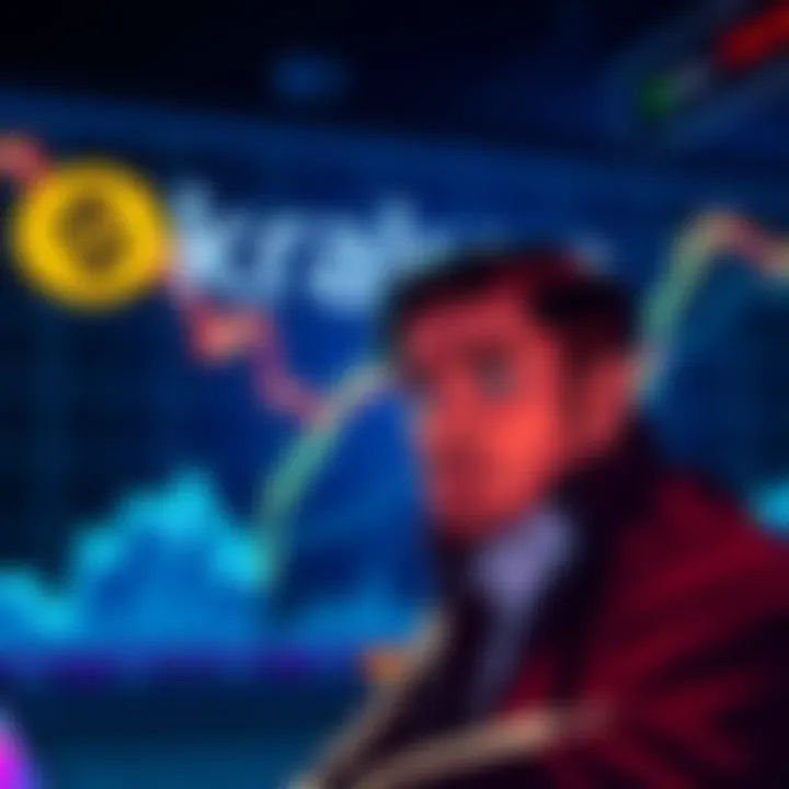 A graphic illustrating Kraken's announcement to close US perpetual futures, showing a trader looking worried in front of a declining chart, with the Kraken logo in the background.