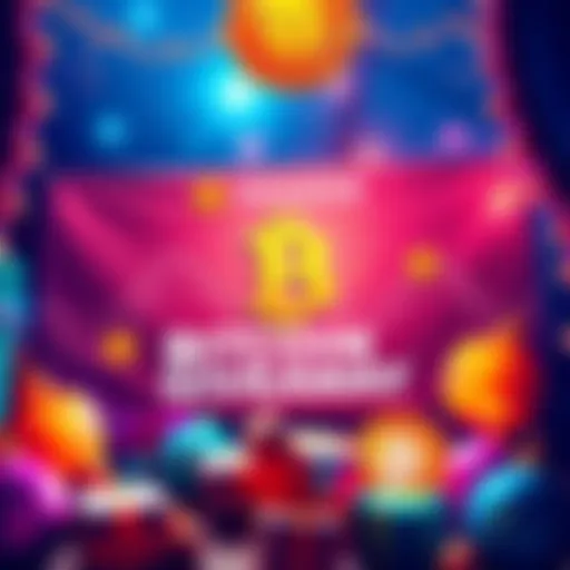 A vibrant banner promoting Kraken's Bitcoin giveaway, featuring the Kraken logo and Bitcoin symbols with festive decorations.