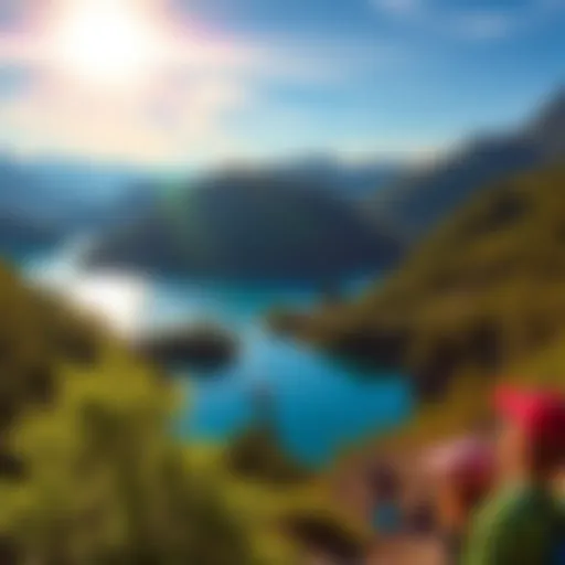 A beautiful view of Lake America surrounded by lush greenery and people enjoying outdoor activities