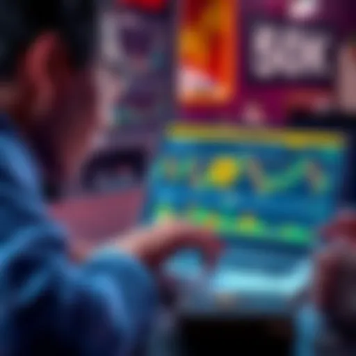 A person considering a large Bitcoin investment, looking at a laptop displaying cryptocurrency charts and prices with a digital currency wallet nearby.