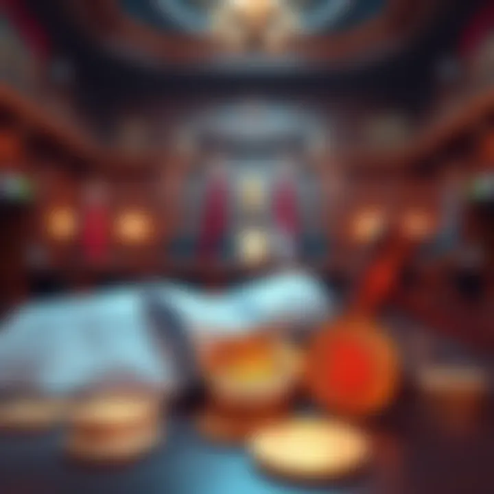 A depiction of a courtroom with Bitcoin coins and documents symbolizing a lawsuit against ColdCard for security flaws.
