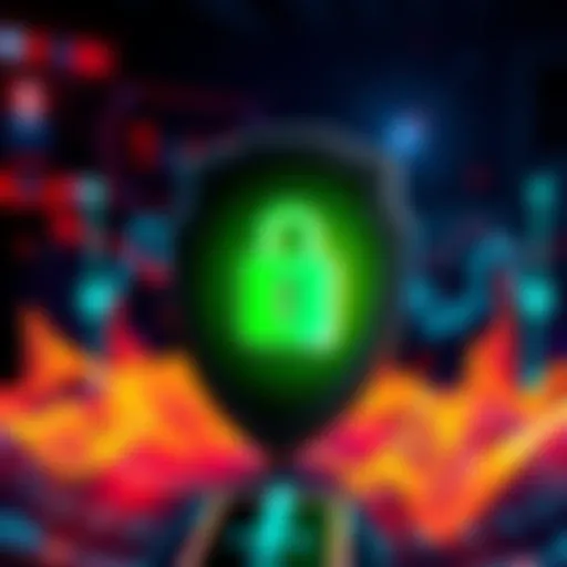 A graphic showing a shield with a lock and personal data symbols being exposed, highlighting the security breach by Ledger.