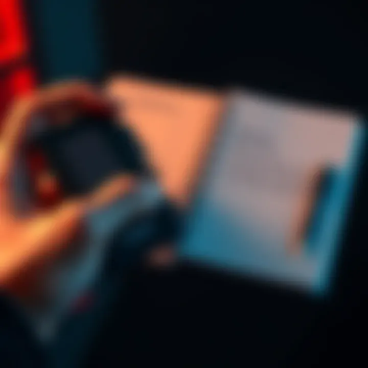 Ledger Wallet and Seed Phrase A person holding a Ledger wallet with a notebook displaying a seed phrase beside it, symbolizing cryptocurrency storage and security.