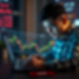 A person looking concerned while checking cryptocurrency graphs on a laptop, highlighting the struggles of new investors.