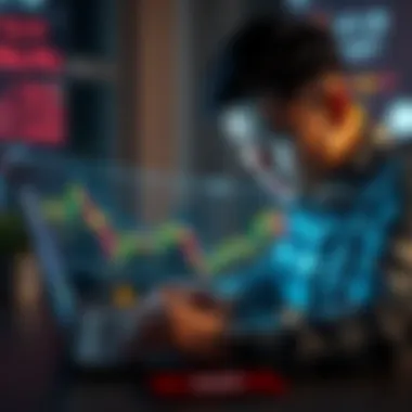 A person looking concerned while checking cryptocurrency graphs on a laptop, highlighting the struggles of new investors.