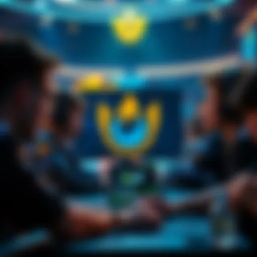 A close-up of a gaming setup with Liquid's logo and players discussing strategies, highlighting team dynamics.