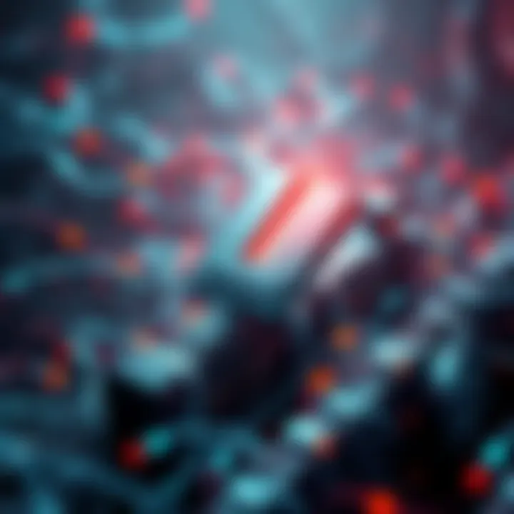 Visualization of a Litecoin network affected by a zero-day bug, showing disrupted blocks and mining operations.