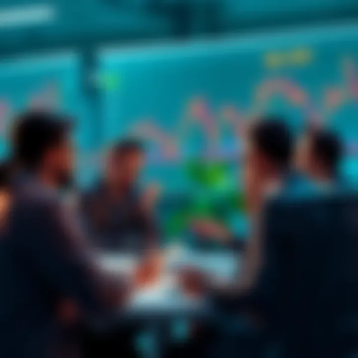 Group of people discussing Litecoin trading strategies and market trends