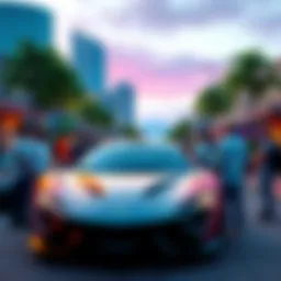 Group of Los Santos residents exchanging opinions about Dominator car owners on a city street