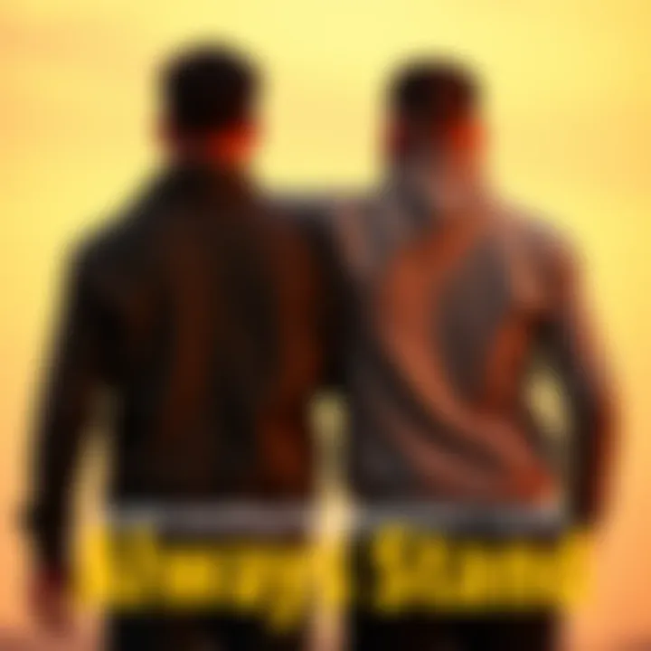 Two people standing side by side, showing loyalty and support in their relationship, with a warm background.