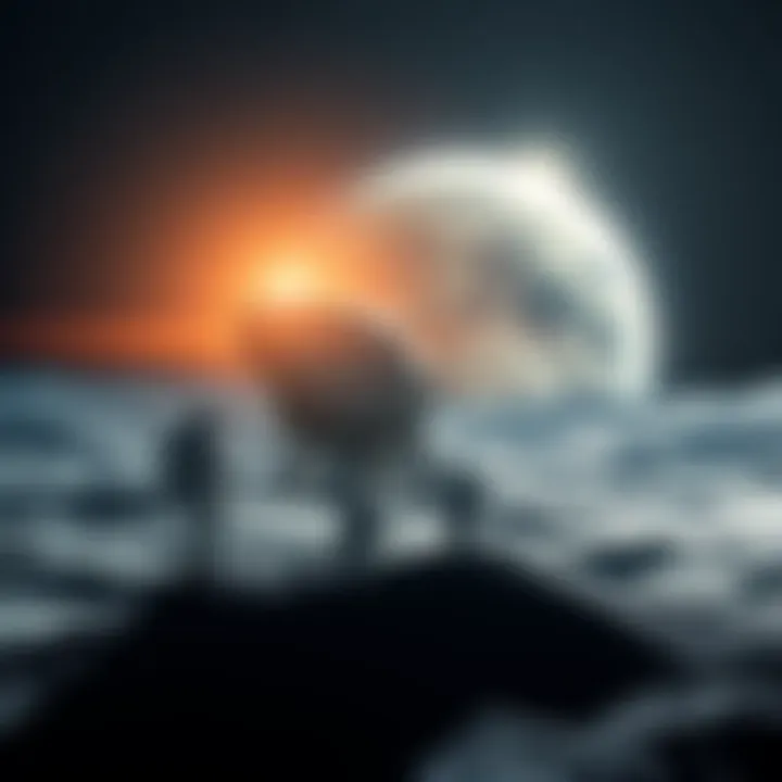 An astronaut on the moon with Earth visible in the background, representing the upcoming lunar mission in 2026.