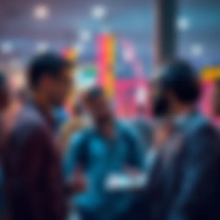 Group of people discussing investments during a market dip, expressing concerns and sharing tips.