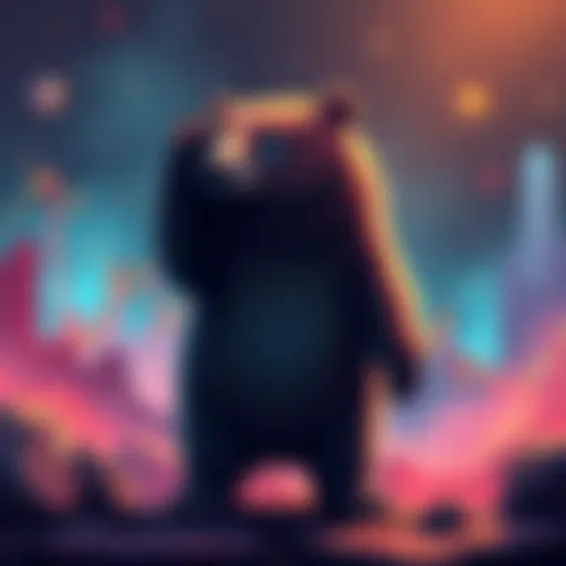 A bullish bear standing confidently with charts showing increasing trends, symbolizing market optimism.