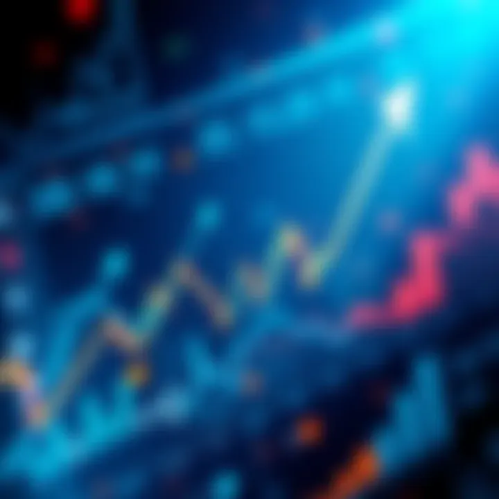 Graph showing a downward trend in the stock market with financial icons around it
