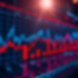 A graph showing a sharp decline in stock prices with red indicators, symbolizing a market crash.