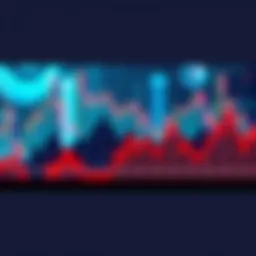 A line graph showing recent market fluctuations with peaks and valleys representing rises and falls in the stock market.