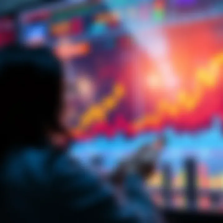 Market Growth and Selling Strategy A person looking at a rising stock chart, considering when to sell their assets