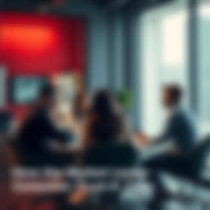 Market Leader Building Consumer Trust A team meeting discussing strategies to build consumer trust in a modern office setting