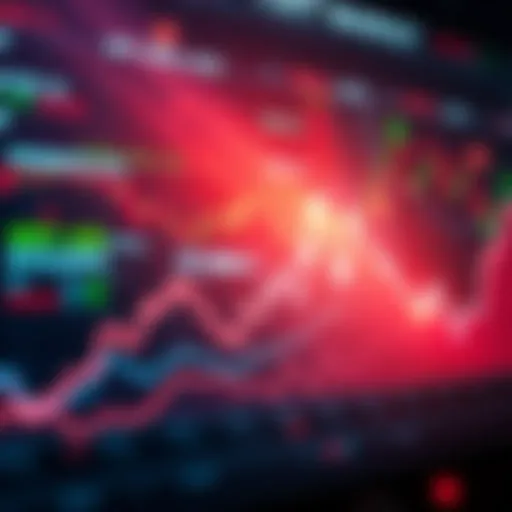 Graph showing stock market trends with a downward slope turning upward, indicating a potential market recovery.