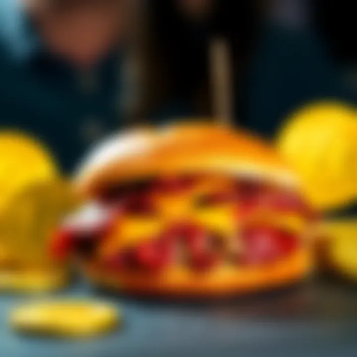 McRib Sandwich with Bitcoin Symbols A McRib sandwich next to Bitcoin symbols, showing the connection between food and cryptocurrency trends.