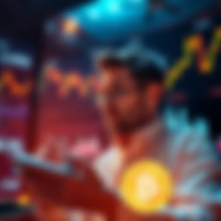 Michael Saylor discussing Bitcoin investment strategy with financial charts and graphs in the background