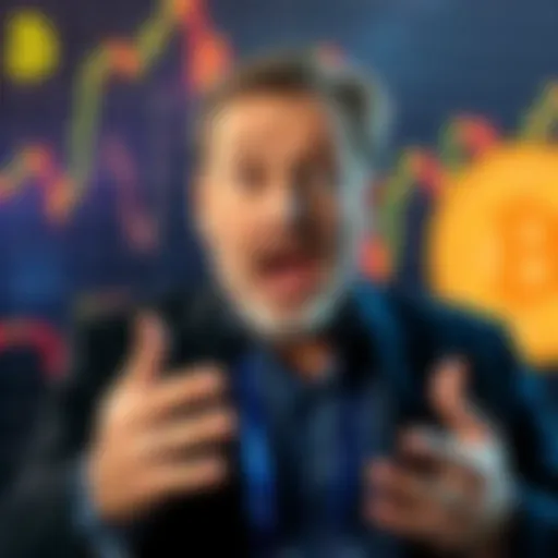 Michael Saylor appears surprised while discussing his recent Bitcoin sale, with a graph showing Bitcoin prices in the background.