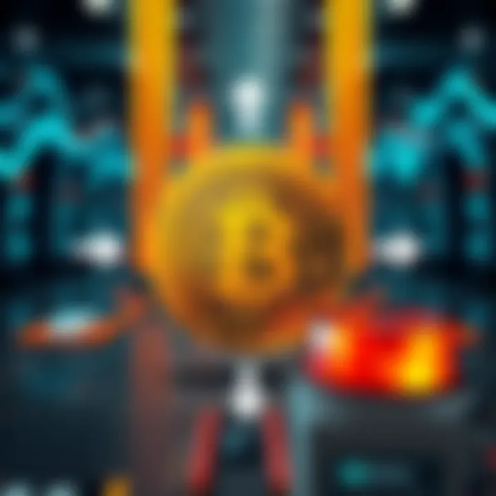 A graphic showing the MicroStrategy logo with a bitcoin symbol and arrows indicating a shift in strategy.