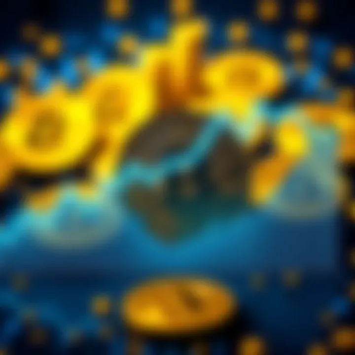 Graph showing MicroStrategy's $45 billion profit from Bitcoin investments with Bitcoin symbols in the background.