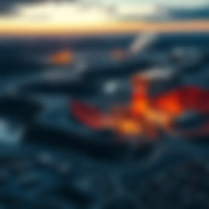 Aerial view of a mining site showing pollution effects on nearby communities and landscapes