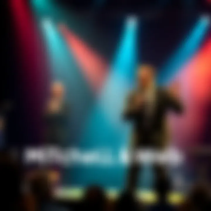 Mitchell and Webb performing a comedic sketch on stage with expressive gestures and engaging the audience