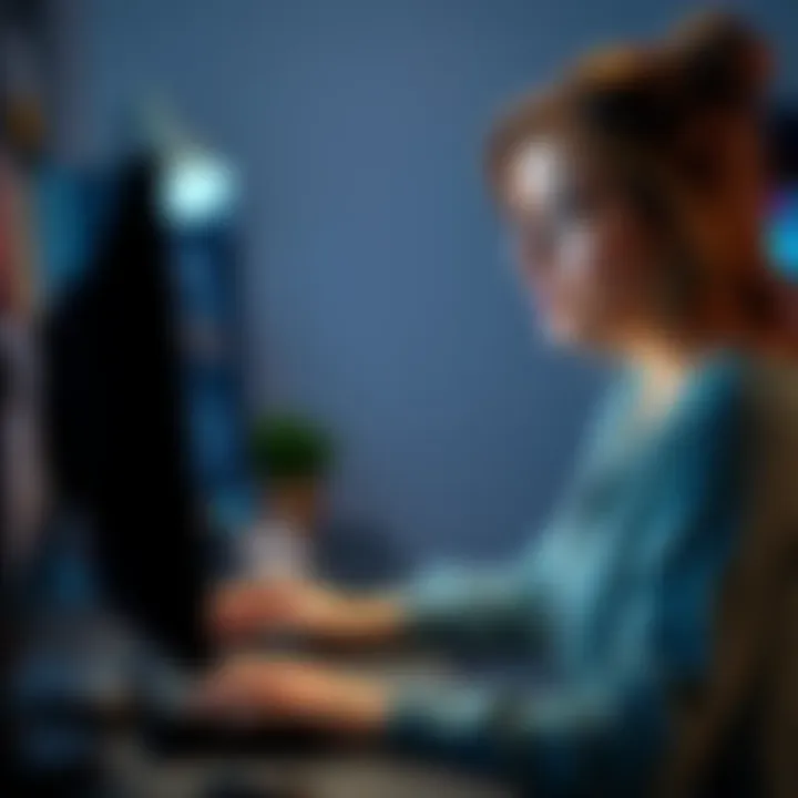 Mom Learning About Bitcoin A mother sitting at a computer, looking at a Bitcoin tutorial website with a confused expression