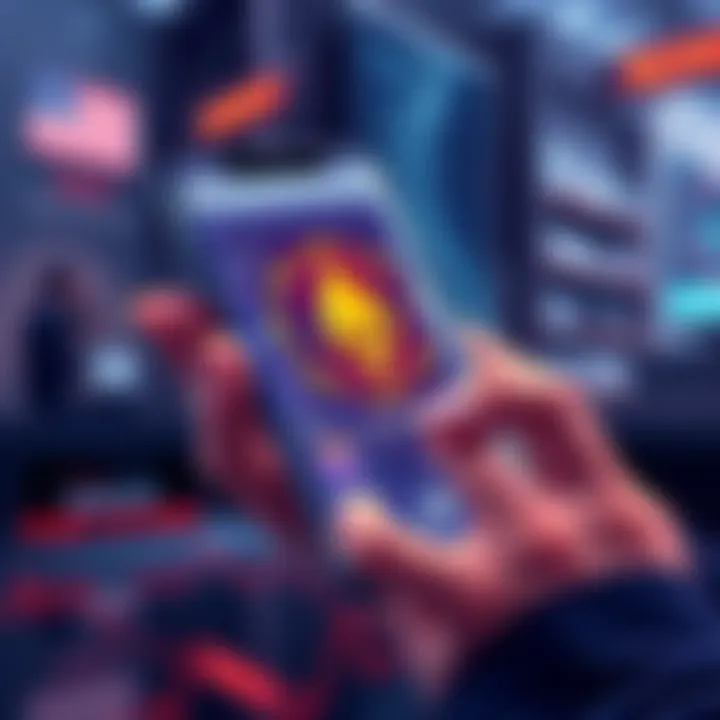 Monero banks concept illustration A person using a smartphone to manage Monero transactions, symbolizing trust and privacy in cryptocurrency banking.