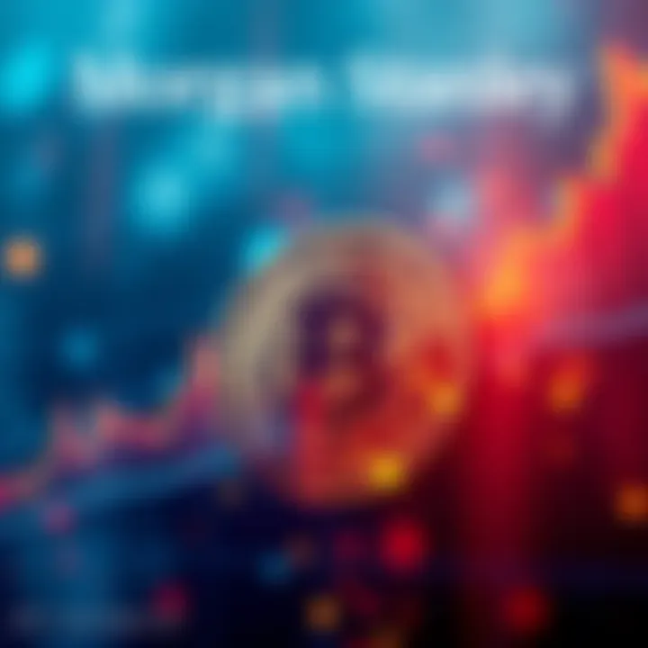 Morgan Stanley logo with a Bitcoin symbol and financial charts showing growth