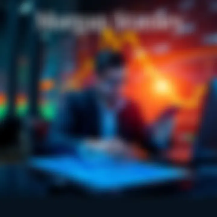 Morgan Stanley Digital Asset Strategy A business professional reviewing digital asset strategies on a laptop with financial graphs on the screen