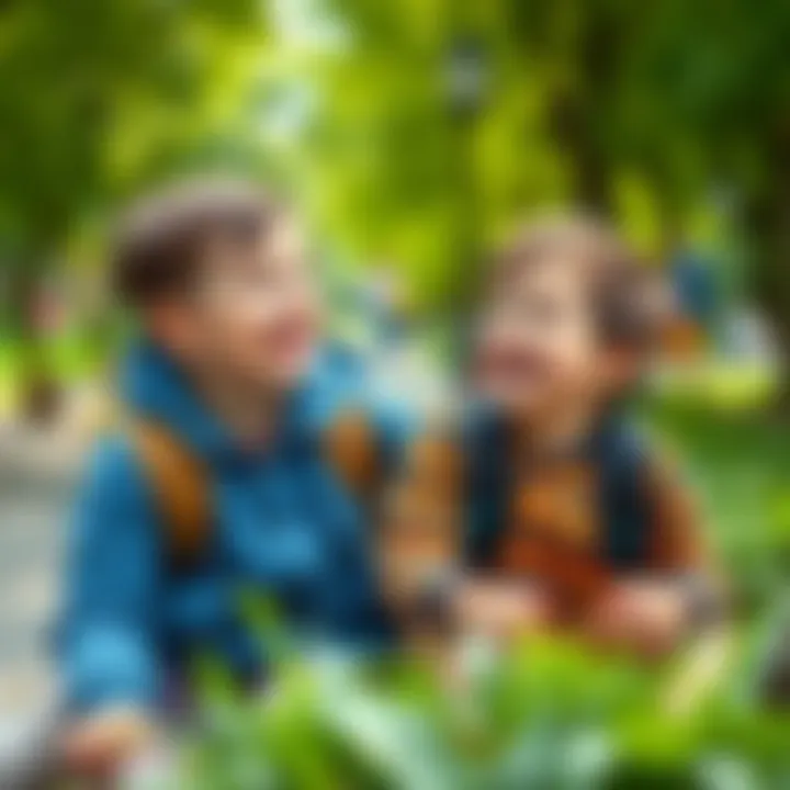 Nate and his little brother laughing together while exploring a park, showcasing their close bond during playtime.