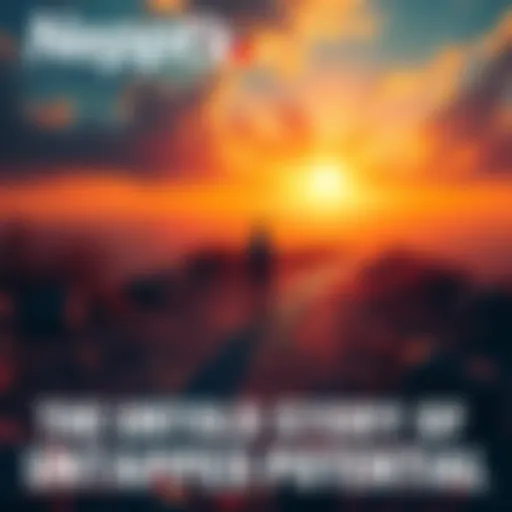 A character representing Neptr stands on a path littered with missed opportunities, looking toward a bright horizon, symbolizing untapped potential.