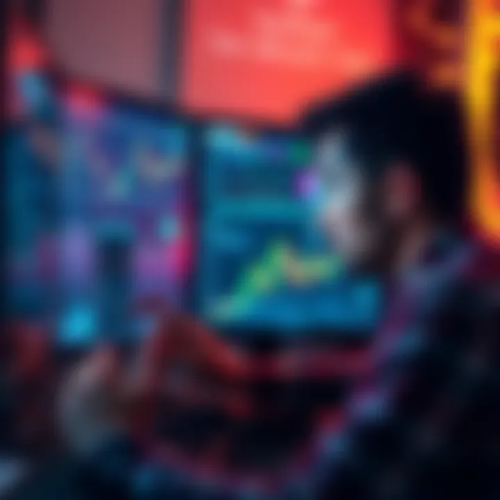 A confused new investor looking at a computer screen with crypto charts and graphs, feeling overwhelmed by the information