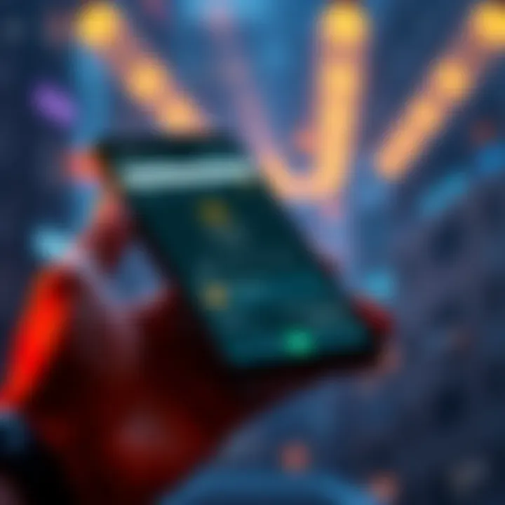 A smartphone displaying the new BTC app interface with features highlighted
