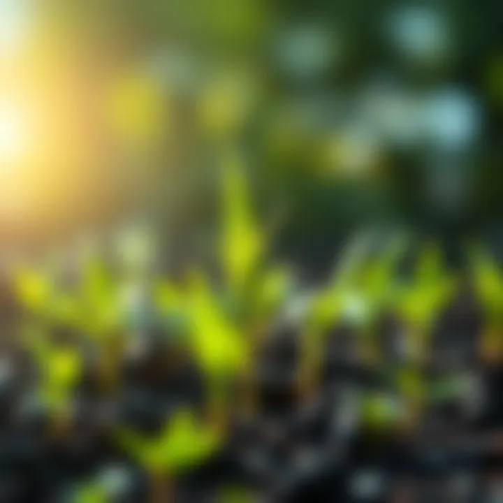 Fresh green plants sprouting in sunlight, symbolizing renewal and hope after a difficult period
