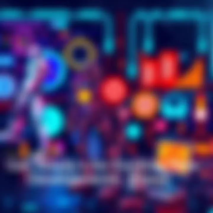 New Technology Innovations A colorful graphic showcasing various technological advancements like robots, smart devices, and digital screens