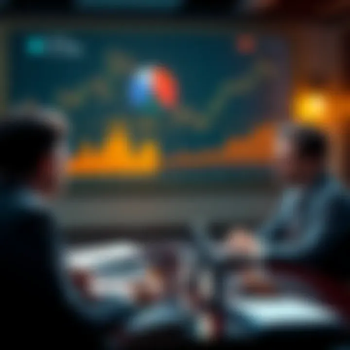 A New York lawmaker discusses a new tax proposal on cryptocurrency sales in a meeting, with charts showing cryptocurrency trends in the background.