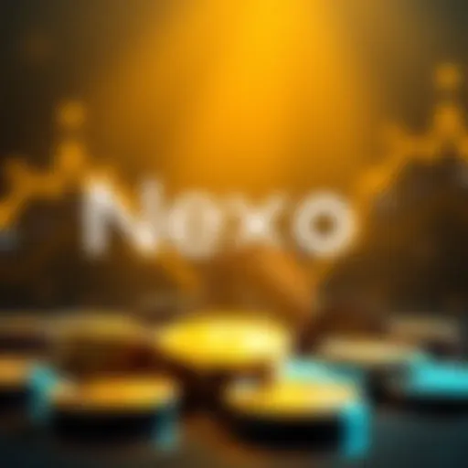 Nexo platform logo and gold coins Nexo logo displayed with gold coins representing PAX Gold and Tether Gold